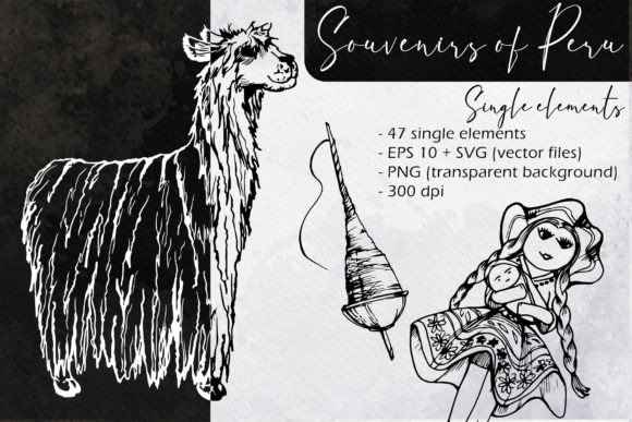 Souvenirs of Peru: Single Elements Gráfico Ilustraciones Imprimibles Por msflaffy