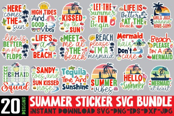 Summer Sticker SVG Bundle, Summer SVG Gráfico Manualidades Por SimaCrafts