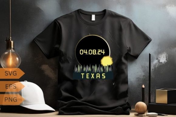 Texas Total Solar Eclipse 2024 T-Sh Graphic T-shirt Designs By mizanrahmanmiraz