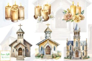 Watercolor Church Christian Clipart Graphic Illustrations By GreenLightIdeas 3