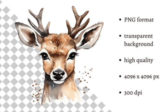 Watercolor Woodland Deer PNG Clipart Graphic Illustrations By MashMashStickers