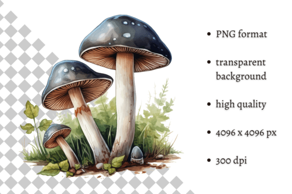 Watercolor Woodland Wild Mushroom PNG Grafik Druckbare Illustrationen Von MashMashStickers
