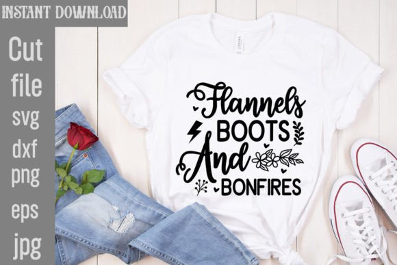 Flannels Boots and Bonfires SVG Graphic T-shirt Designs By SimaCrafts