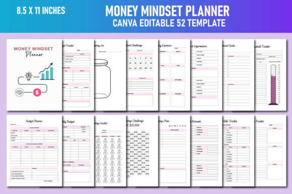 Money Mindset Planner Canva KDP Grafik KDP-Interieurs Von Lavlu Creative Zone