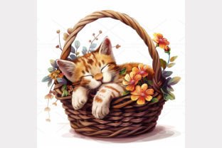 Kitten in Basket Clipart, JPG 1S-59 Gráfico Ilustraciones Imprimibles Por SWcreativeWhispers 7