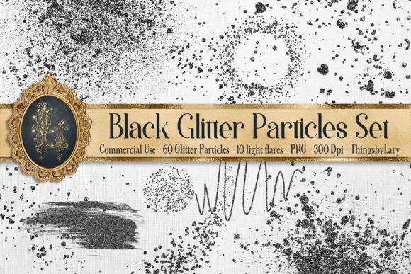 Black Glitter Particles Set PNG Image Grafik Druckbare Illustrationen Von ThingsbyLary
