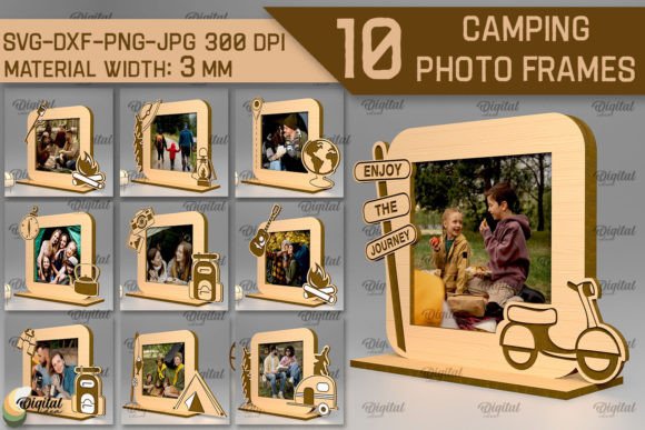 Camping Photo Frames Laser Cut Bundle Grafika 3D SVG Przez Digital Idea
