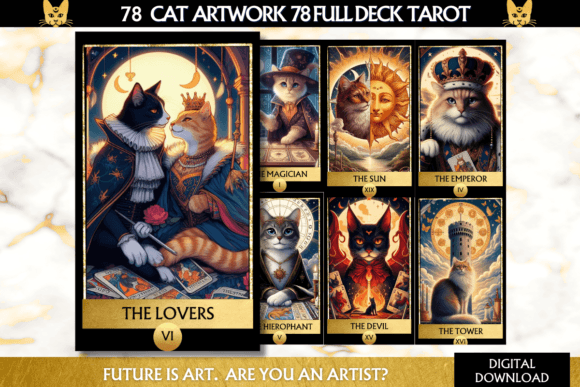 Cat Tarot Cards Cat Lover Cat Clipart Grafika Grafika AI Przez Rewardy Game