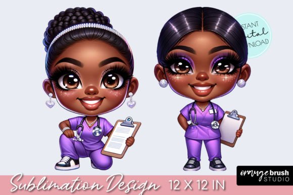 Chibi Nurse Sublimation, Nurse Clipart Graphic Illustrations By Orange Brush Studio