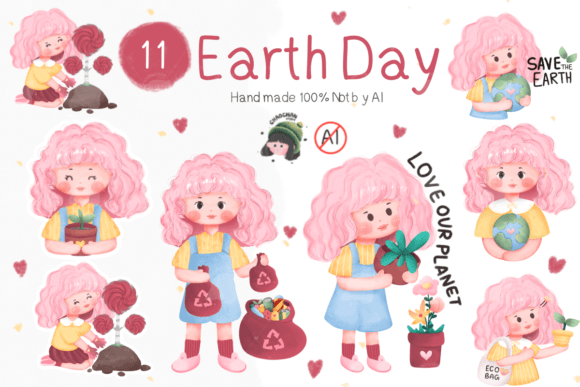 Earth Day PNG Sublimation Bundle Afbeelding Afdrukbare Illustraties Door chaochan_studio