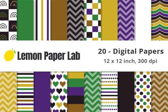 Mardi Gras Geometric Background Patterns Gráfico Patrones de Papel Por Lemon Paper Lab