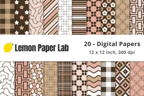 Pink and Brown Geometric Pattern Paper Gráfico Patrones de Papel Por Lemon Paper Lab