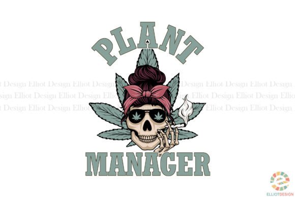Plant Manager Skull Weed Sublimation PNG Graphic T-shirt Designs By Elliot Design