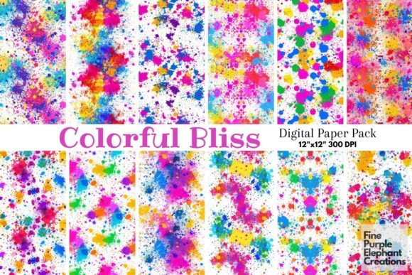 Rainbow Color Splatter Ink Pride LGBTQ Grafik Papier-Muster Von finepurpleelephant