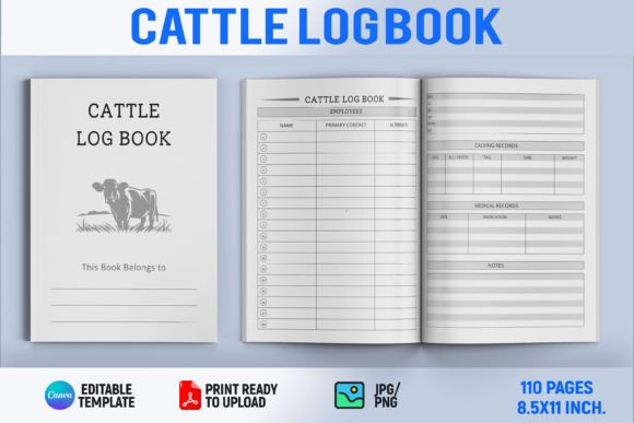 Cattle Log Book | KDP Interior Graphic KDP Interiors By Book2Bees