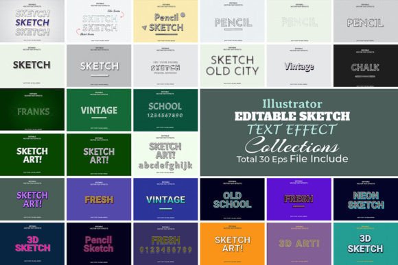 Editable Vector Sketch Text Effect Graphic Layer Styles By mristudio
