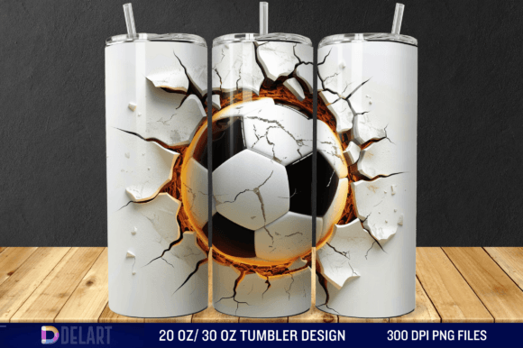 FREE 3D Cracked Hole Football Tumbler Wr Graphic Illustrations By DelArtCreation