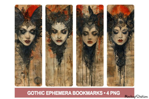Horror Gothic Bookmarks Printable PNG Graphic AI Illustrations By Mockup Station