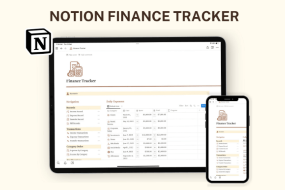 Notion Finance Template, Notion Planner Graphic Graphic Templates By ThePlannersDelight