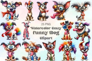 Watercolor Crazy Funny Dog Clipart Illustration Illustrations Imprimables Par CraftArtStudio 1
