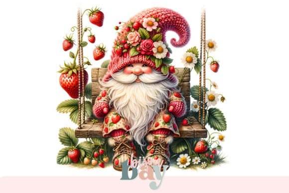 Whimsical Strawberry Gnome Clipart Graphic AI Transparent PNGs By Bijou Bay