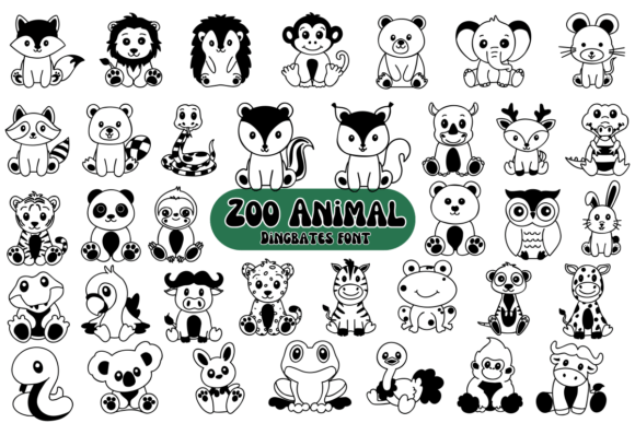 Zoo Animal Dingbats Fonts Font Door Chonada