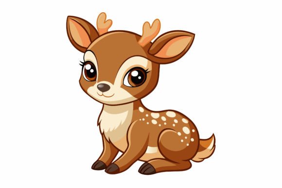 Cute-baby-deer Vector Illustration Grafika Ilustracje do Druku Przez Kanay Lal