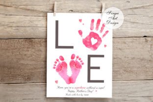 1st Mother's Day Handprint Art, DIY Gift Graphic Print Templates By SergeiArtDesign 4