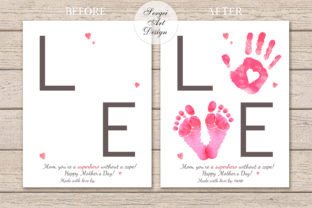 1st Mother's Day Handprint Art, DIY Gift Graphic Print Templates By SergeiArtDesign 5