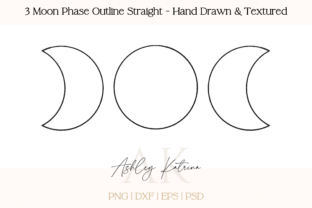 3 Moon Phase Outline Straight - Textured Illustration Illustrations Imprimables Par AshleyKatrina 1