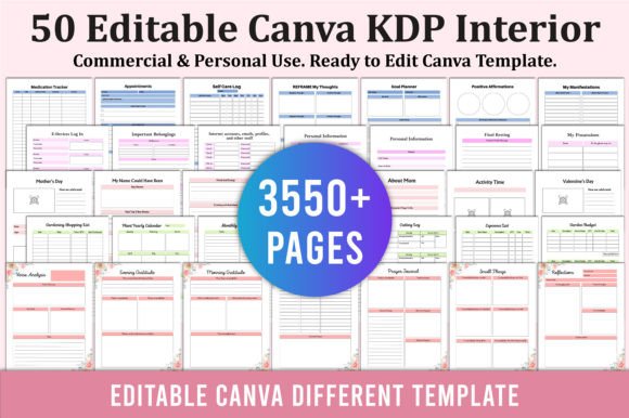 50 Editable Canva KDP Interior for Canva Graphic KDP Interiors By Shumaya