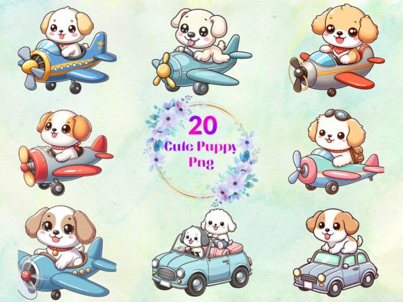 Cute Puppy Png Bundle Illustration Artisanat Par DegitalxDesign