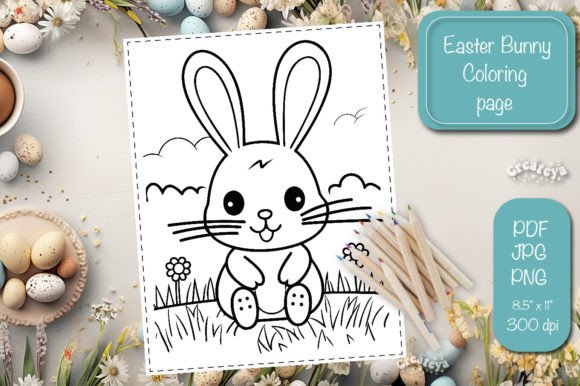 Easter Bunny Coloring Pages Printable Graphic Print Templates By Createya Design