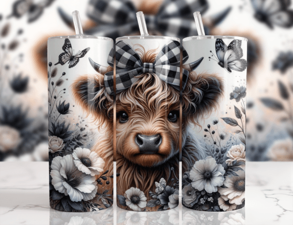 Highland Cow 20oz Tumbler Wrap Graphic Crafts By Whimsical Dreamer Designs