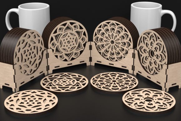 Laser Cut Mandala Coaster Svg Files Graphic 3D SVG By ThemeXDigital
