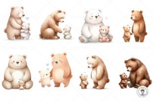 Papa Bear and Baby Bear Father's Day Grafika Ilustracje do Druku Przez cuoctober 2
