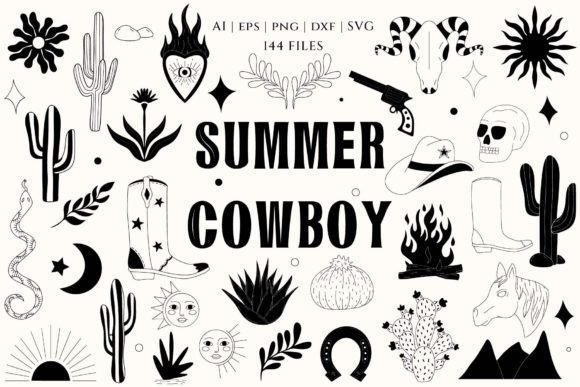 Summer Cowboy Clipart Graphic Crafts By AshleyKatrina
