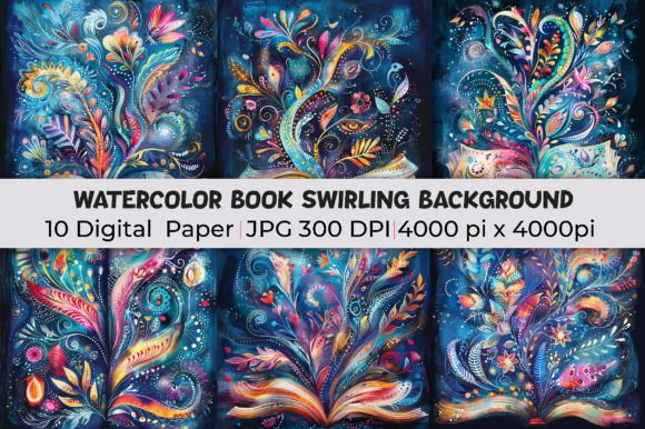 Watercolor Book Swirling Backgrounds Gráfico Fondos Por mirazooze