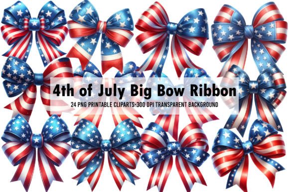 4th of July Big Bow Ribbon Sublimation Graphic Illustrations By WatercolorArt