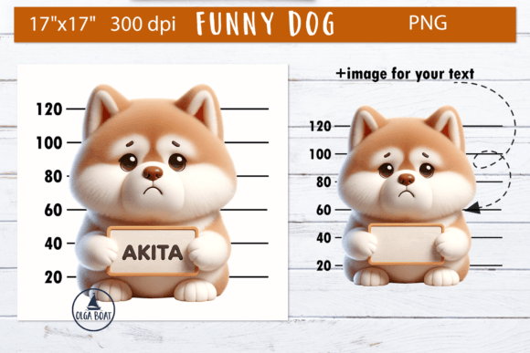 Akita Clipart Dog | Funny Dog Images Graphic Illustrations By Olga Boat Design
