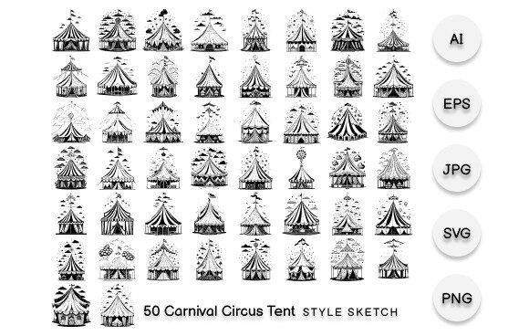 Carnival Circus Tent Element Black Graphic Illustrations By LgsDesign