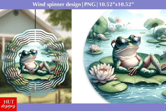 Frog in Sunglasses Wind Spinner Spring Graphic Crafts By natalia.kurtidi