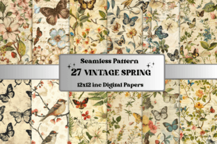 Seamless Vintage Spring Pattern Paper Graphic Patterns By giraffecreativestudio 1