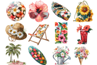 Summer Flowers Clipart Graphic Illustrations By Markicha Art 4