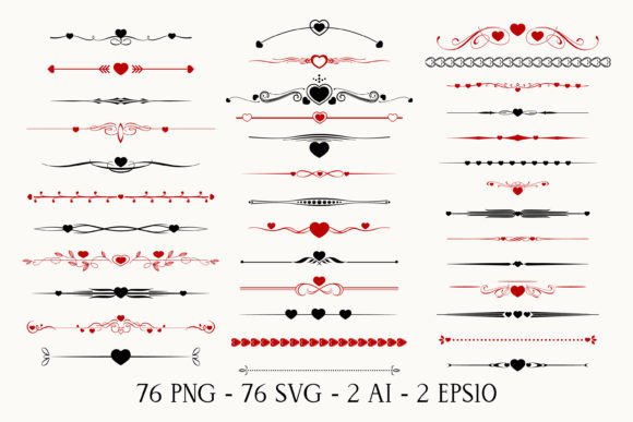 Valentine's Day Dividers Afbeelding Grafische Objecten van Hoge Kwaliteit Door Glass Cat Design
