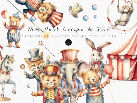 Watercolor Circus Nursery Collection Graphic Objects By patipaintsco