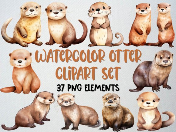 Watercolor Otter Clipart, Sea Otter Png Graphic Illustrations By beyouenked
