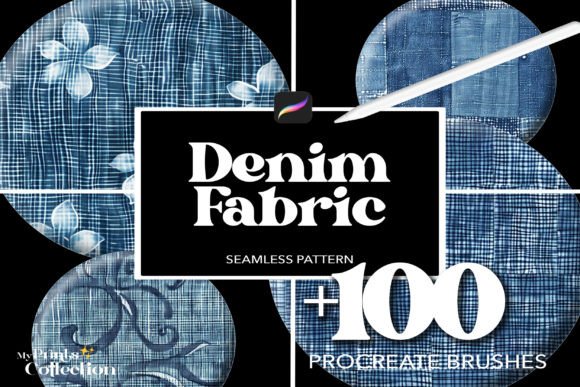 100+ Procreate Denim Fabric Brushes Afbeelding Borstels Door myprintscollection