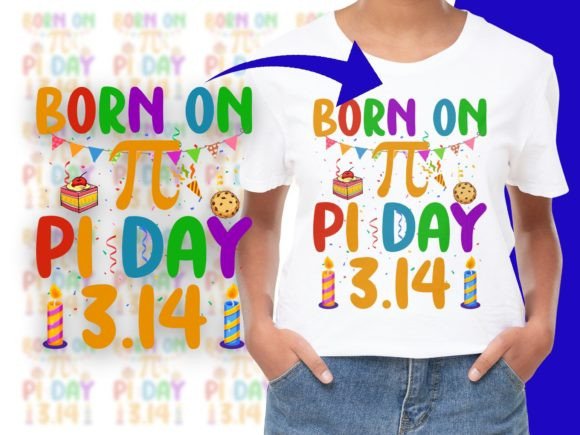 Born on Pi Day 3.14 Birthday Pi Math PNG Illustration Designs de T-shirts Par CraftDesigns
