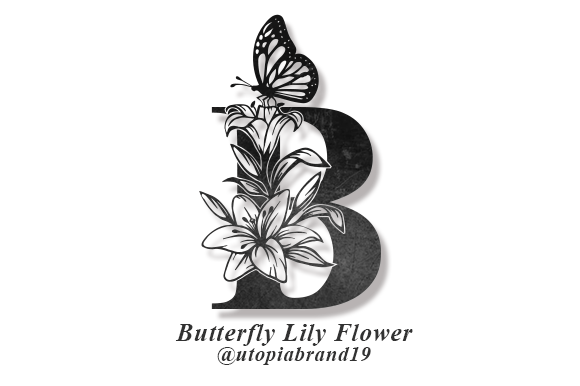Butterfly Lily Flower Decorative Font By utopiabrand19